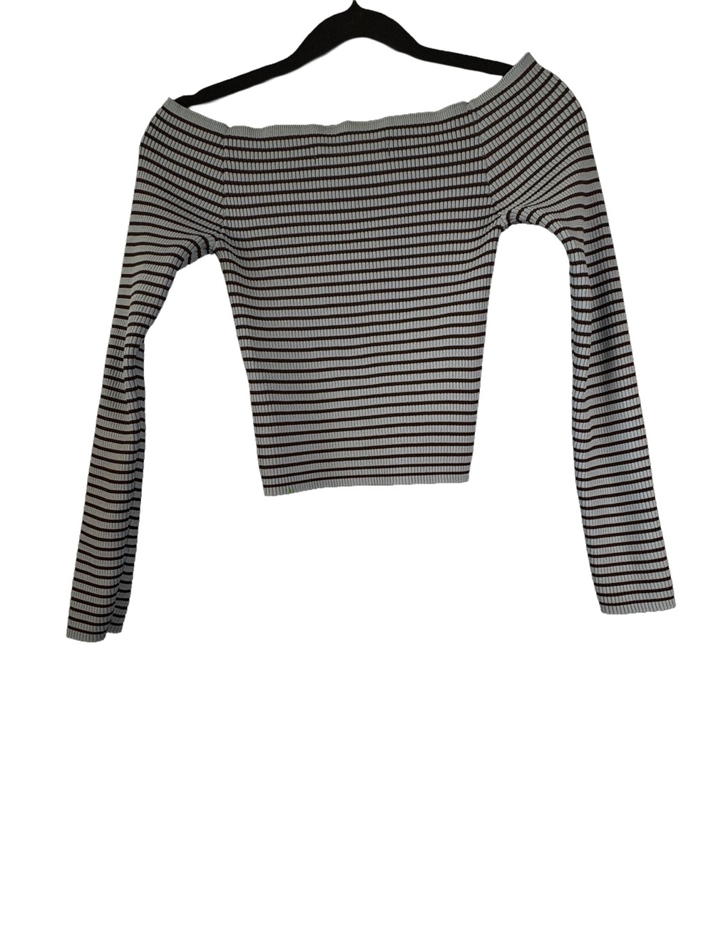 silence + noise Black & White Striped Off-Shoulder Cropped Top